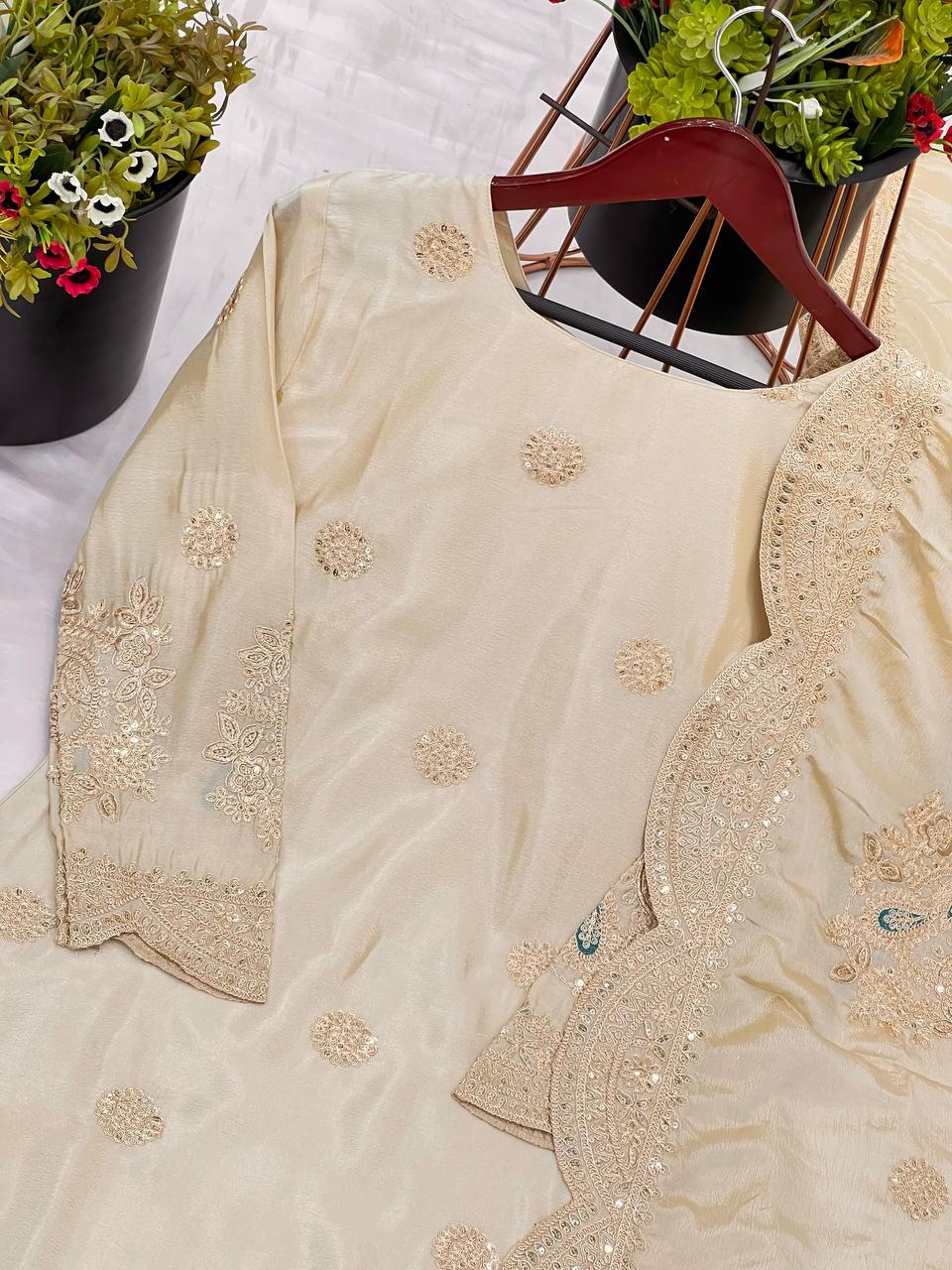 AAvaran AAvaran Wedding Collection Sharara with Embroidery Coding Dori-3 mm Sequence Work Kurti Set with dupatta & Sharara Plazo
