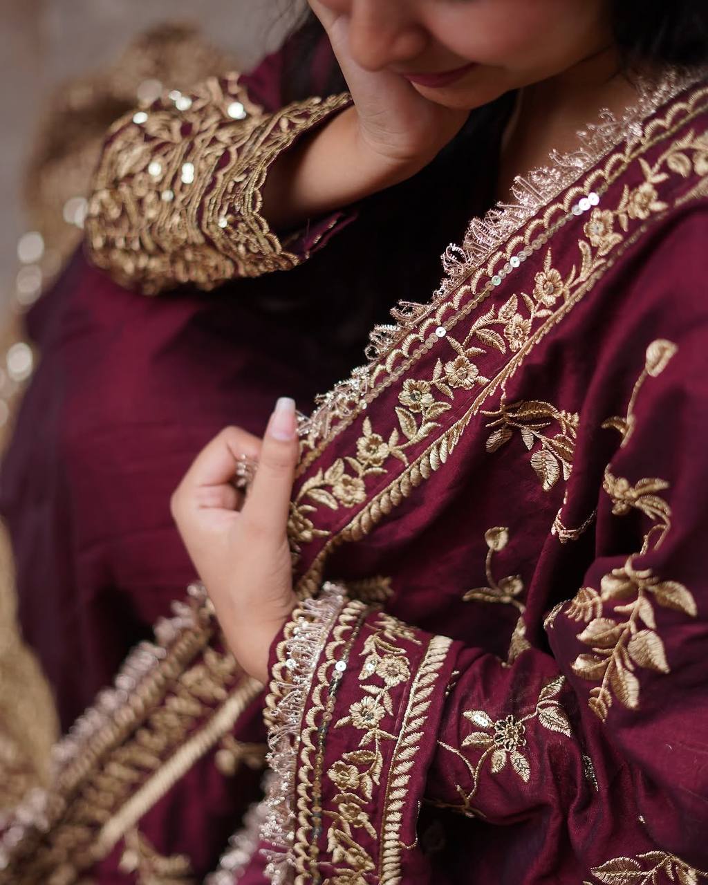 AAvaran Midnight Sparkle Embroidered Georgette Anarkali Set | AAvaran Anarkali Set with dupatta & Pant