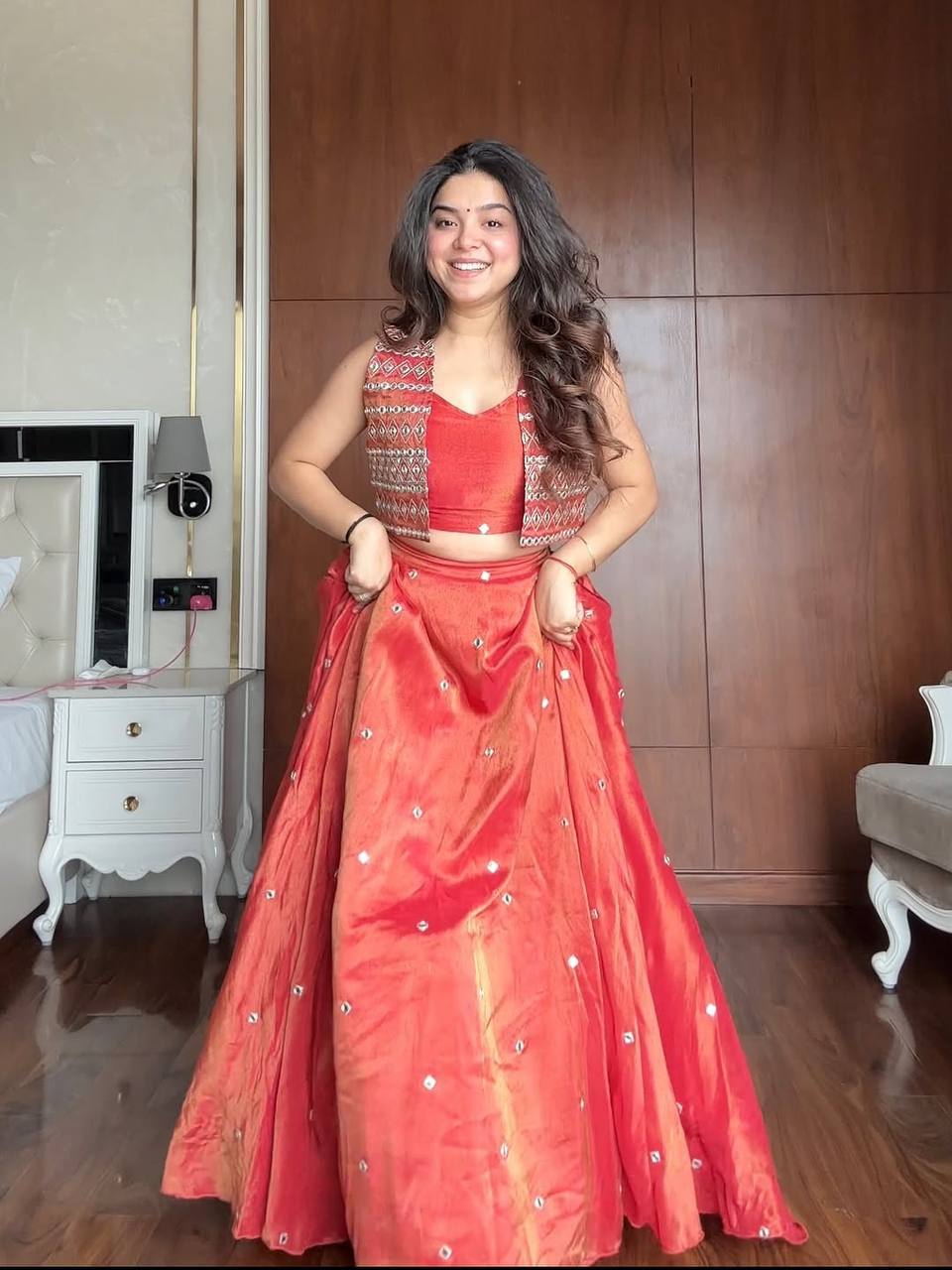 Salmon Radiance Simmer Silk Embellished Lehenga Set