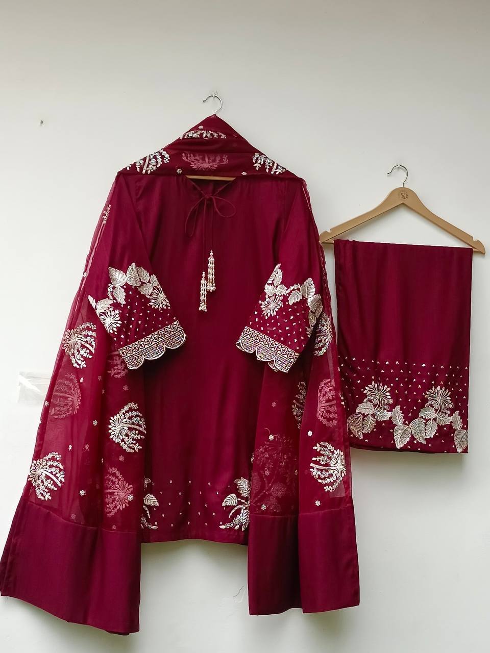 Ethereal Crepe Silk Embroidered Kurta Set by AAvaran