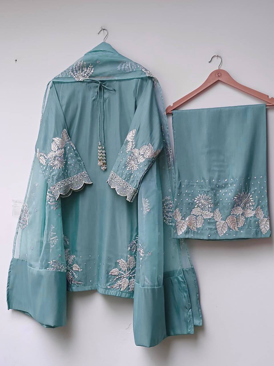 Ethereal Crepe Silk Embroidered Kurta Set by AAvaran