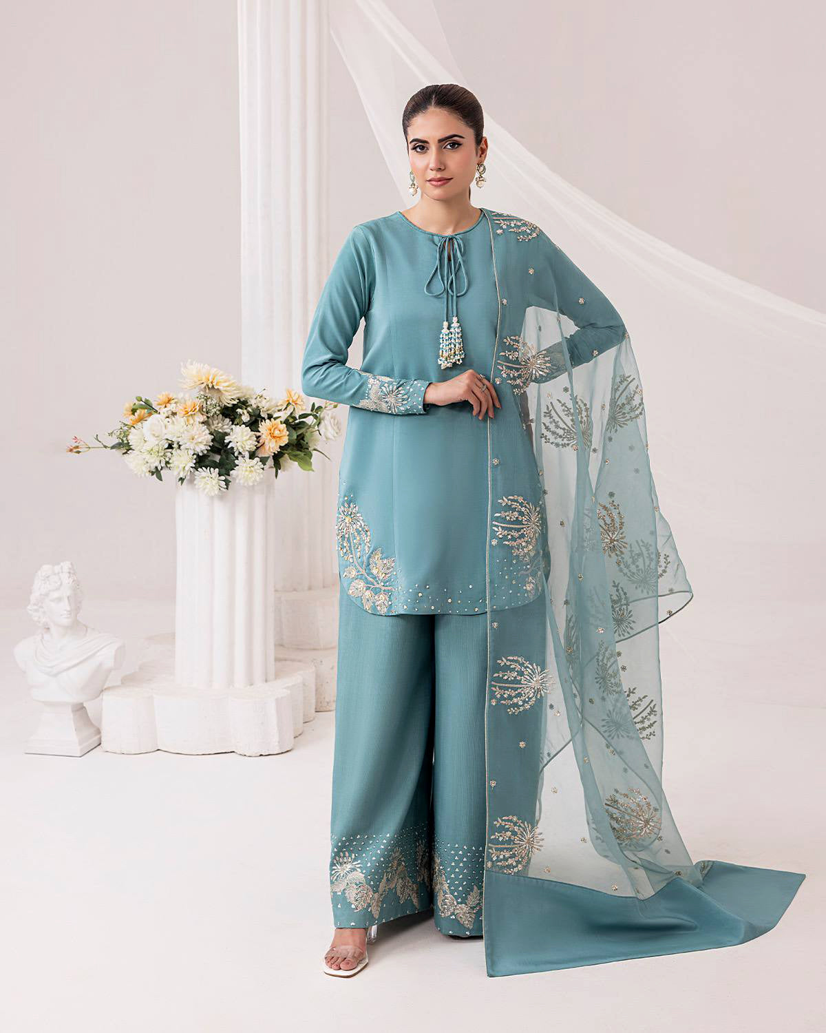 Ethereal Crepe Silk Embroidered Kurta Set by AAvaran