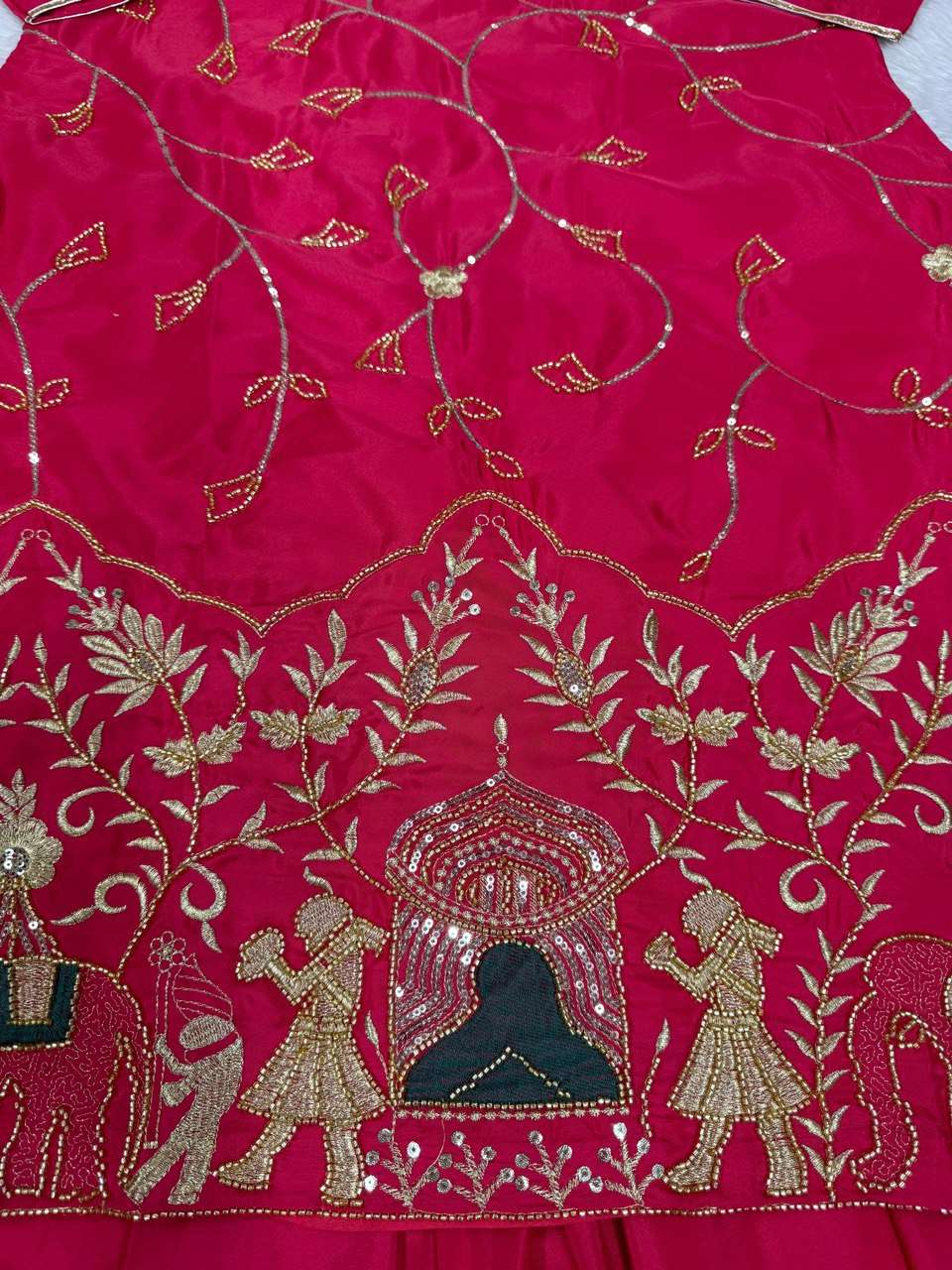 AAvaran AAvaran Natural Crepe Silk Lehenga Set with Beads & Thread Work Lehenga