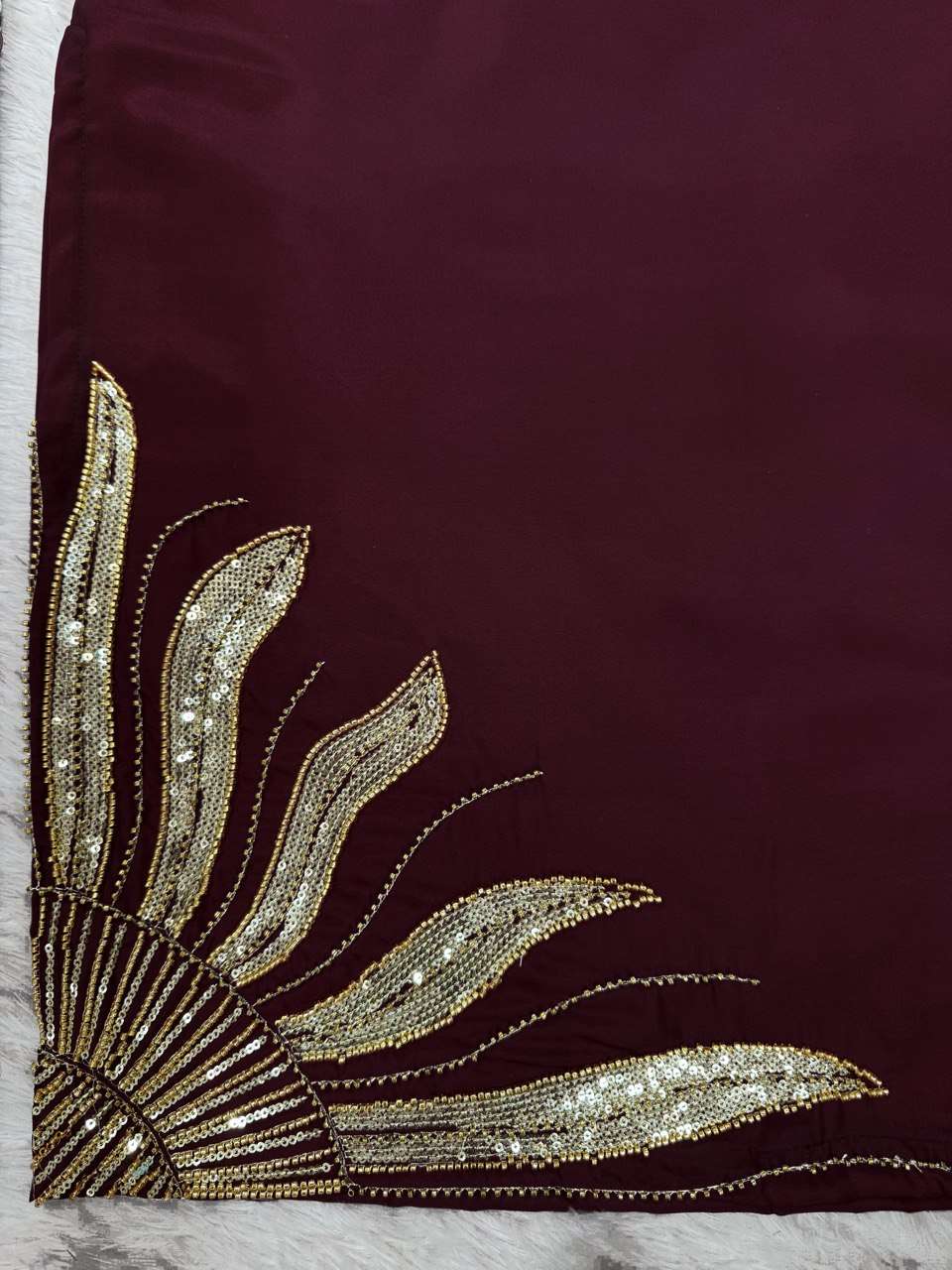 AAvaran AAvaran Brown Natural Crepe Silk Handworked Salwar Kameez Set Salwar Suit