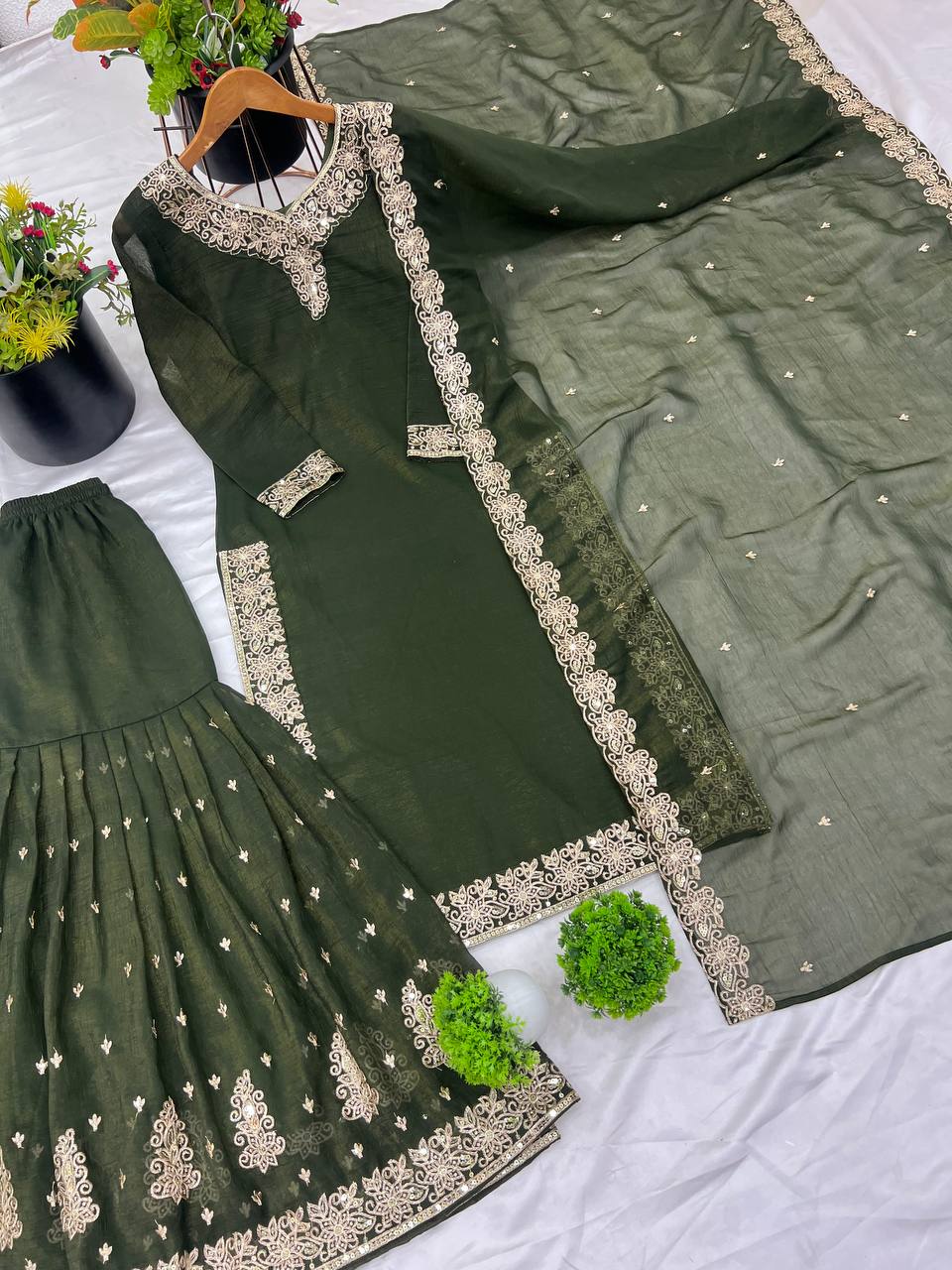 AAvaran AAvaran Crunchy Silk Embroidered Salwar Kameez Set Salwar Suit