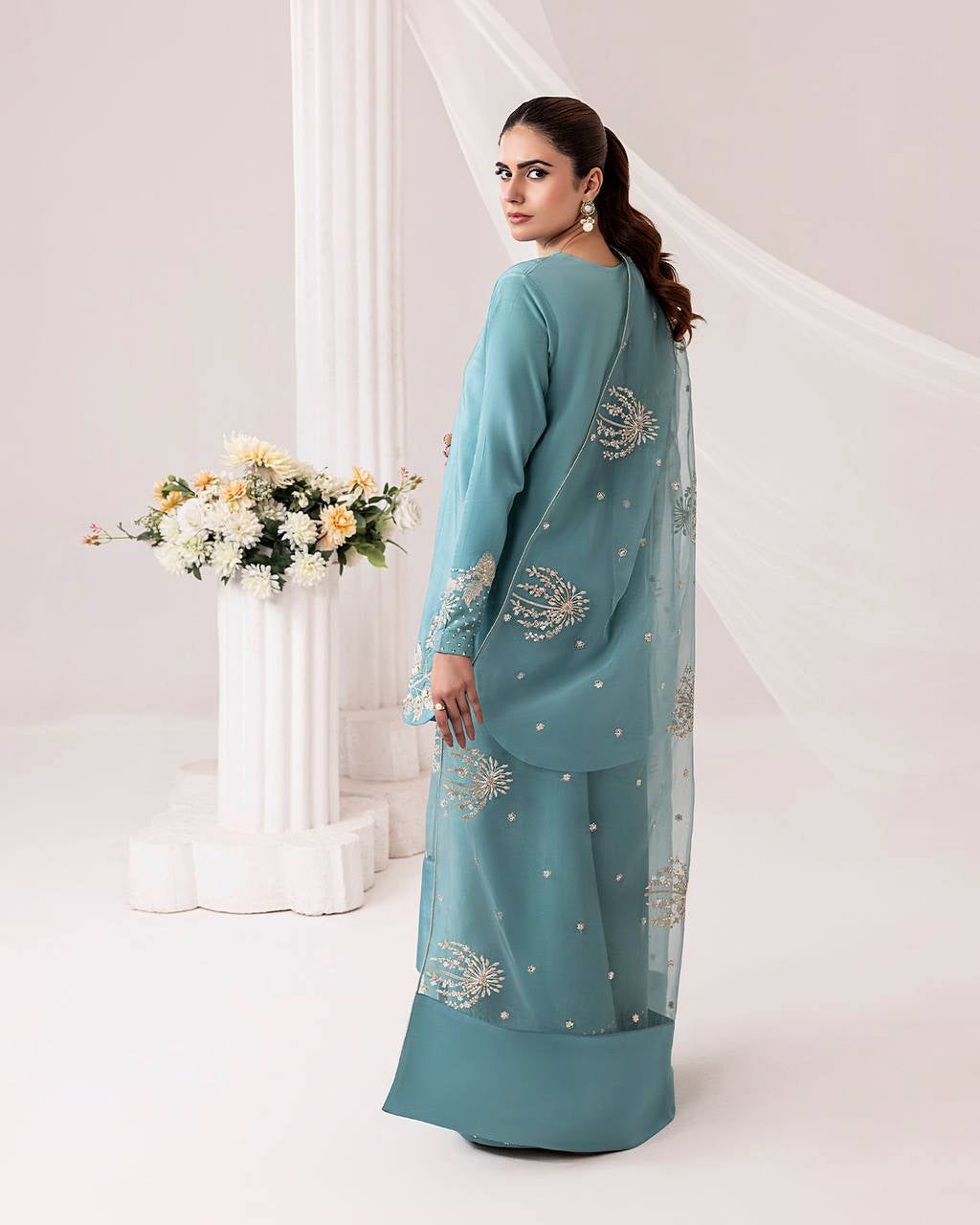 Ethereal Crepe Silk Embroidered Kurta Set by AAvaran