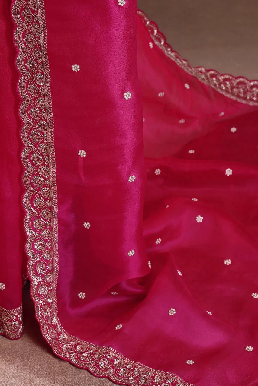 AAvaran Flamingo Silk Glow Embroidered Saree by AAvaran Saree