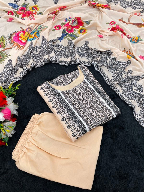 AAvaran AAVARAN Digital Print Muslin Cotton Kurti Pant Set with Dupatta Kurti Set with dupatta & Pant