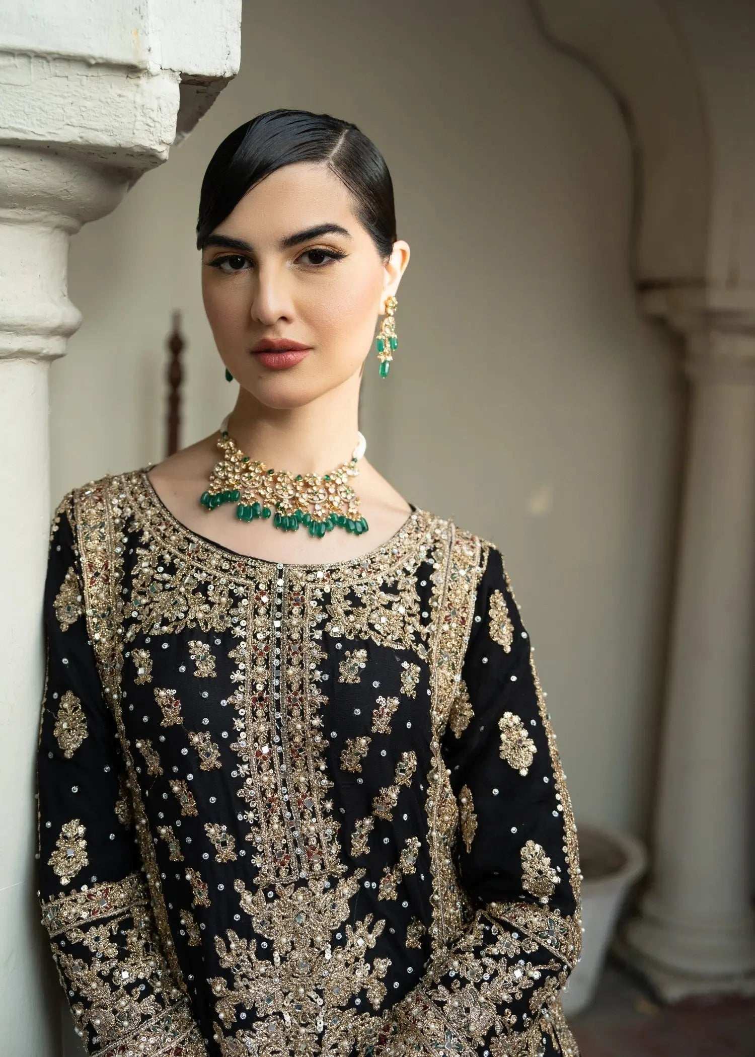 AAvaran AAvaran Heavy Sequence Work Sharara Suit for Weddings | Black & Crimson Red Kurti Set with dupatta & Sharara Plazo