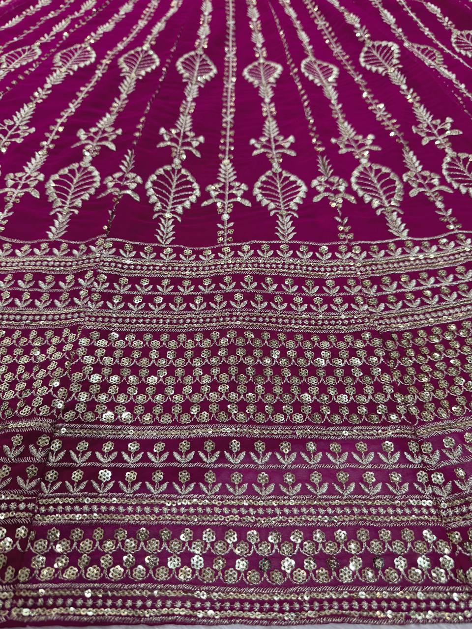 AAvaran AAvaran Dark Pink Sequence Work Georgette Lehenga Choli for Wedding & Reception Lehenga Choli