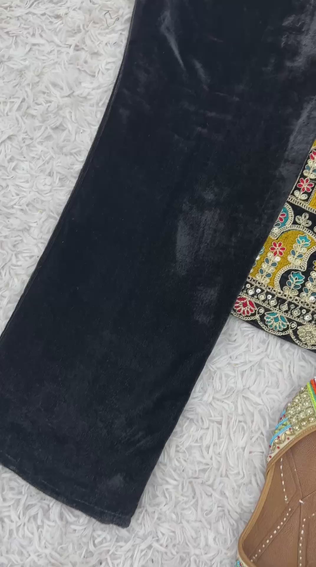 Noir Royale Velvet Embroidered Kurta Set