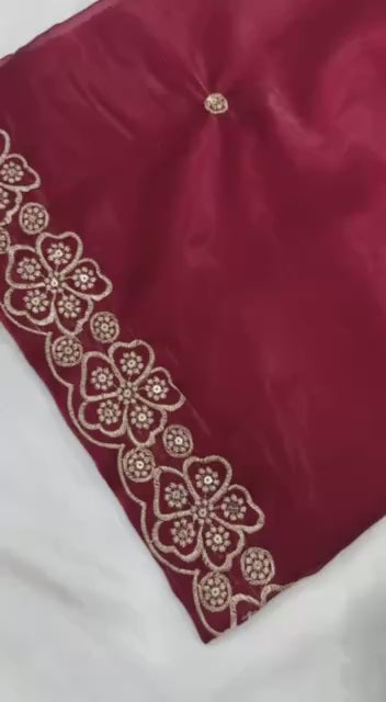 AAvaran Luxe Jimmy Choo Embroidery Sequin Work Kurti Palazzo Set with Dupatta