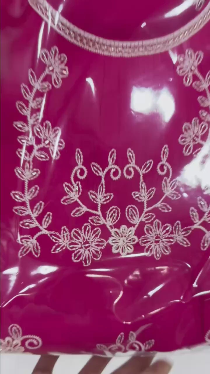 Dark Pink Royal Chanderi Anarkali Gown