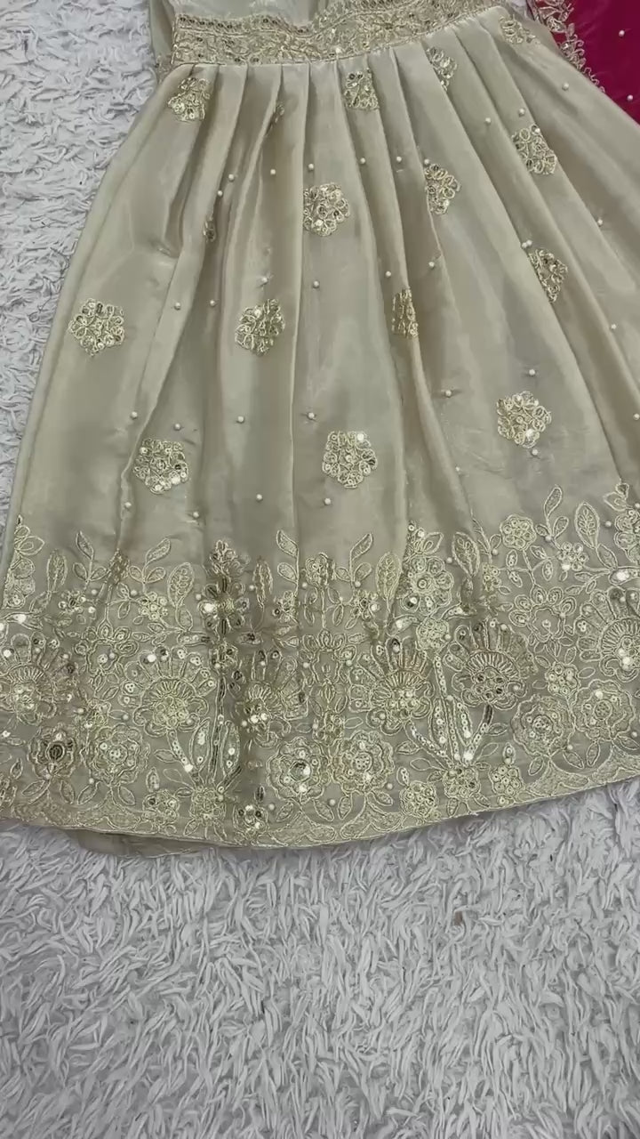 Ruby Red Luxe Embroidered Jimmy Choo Silk Sharara Set