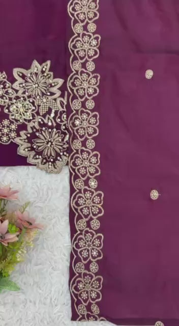 AAvaran Luxe Jimmy Choo Embroidery Sequin Work Kurti Palazzo Set with Dupatta