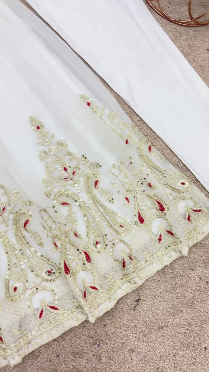 AAvaran Faux Georgette Embroidered Anarkali Suit Set with Dupatta