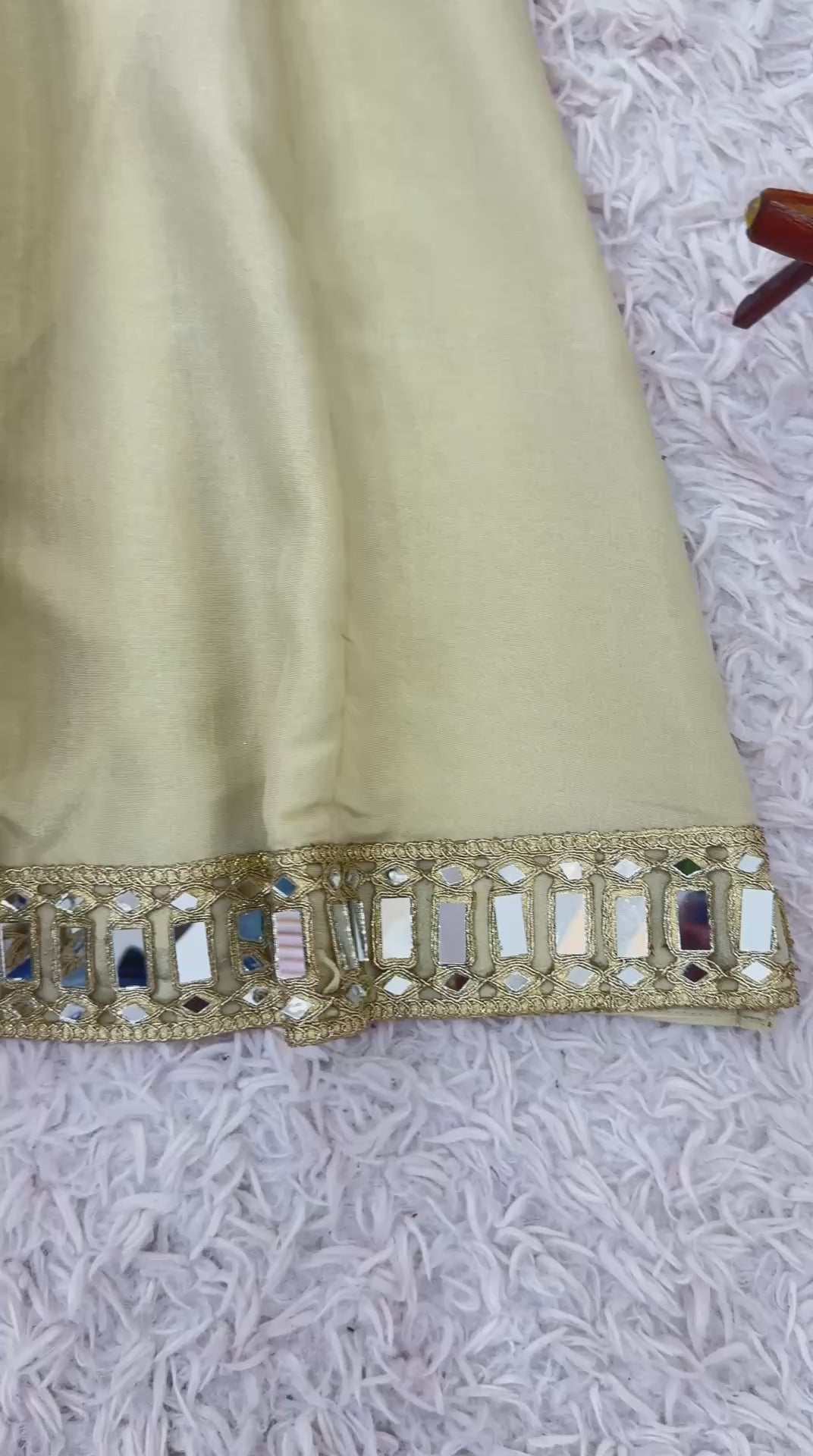 Cream Royale Mirror-Work Jari Silk Sharara Set