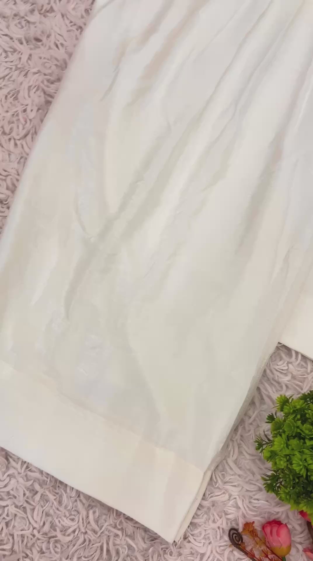 White Chinon Silk Salwar Set with Floral Embroidery Work | AAvaran