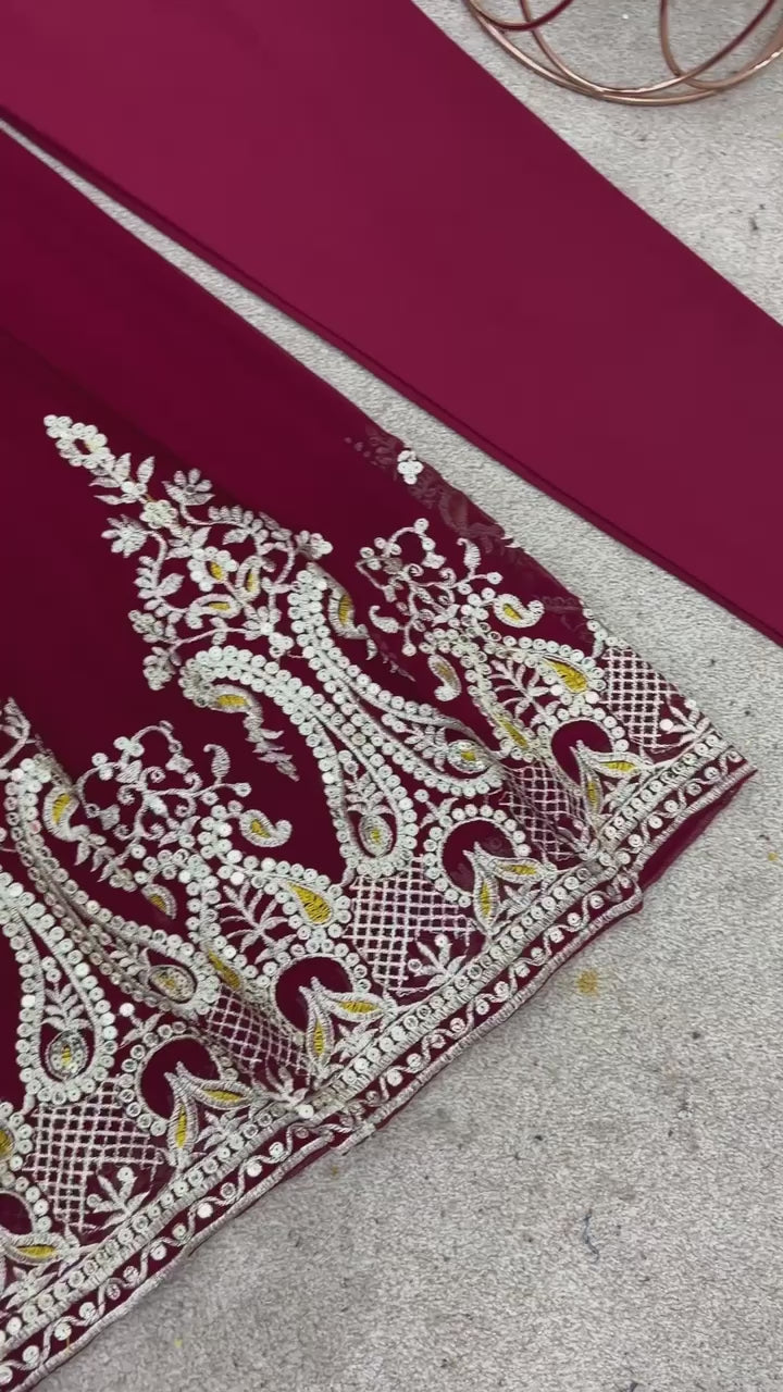 AAvaran Faux Georgette Embroidered Anarkali Suit Set with Dupatta