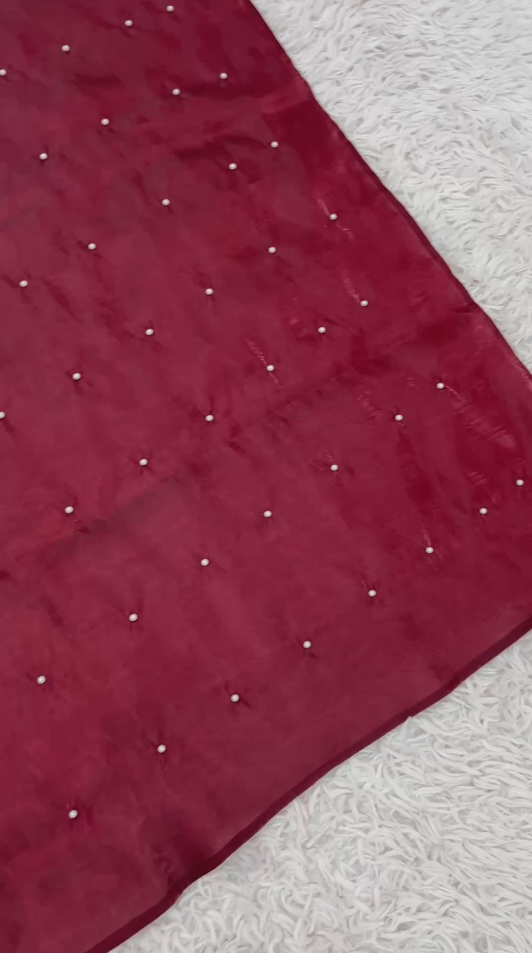 AAvaran Maroon Jimmy Choo Silk Embroidered Kurti Pant Set with Dupatta