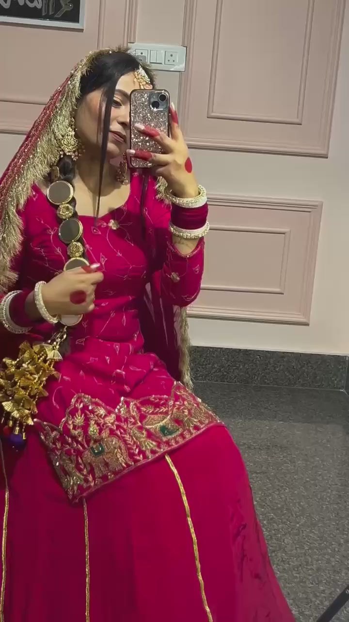 AAvaran Natural Crepe Silk Lehenga Set with Beads & Thread Work