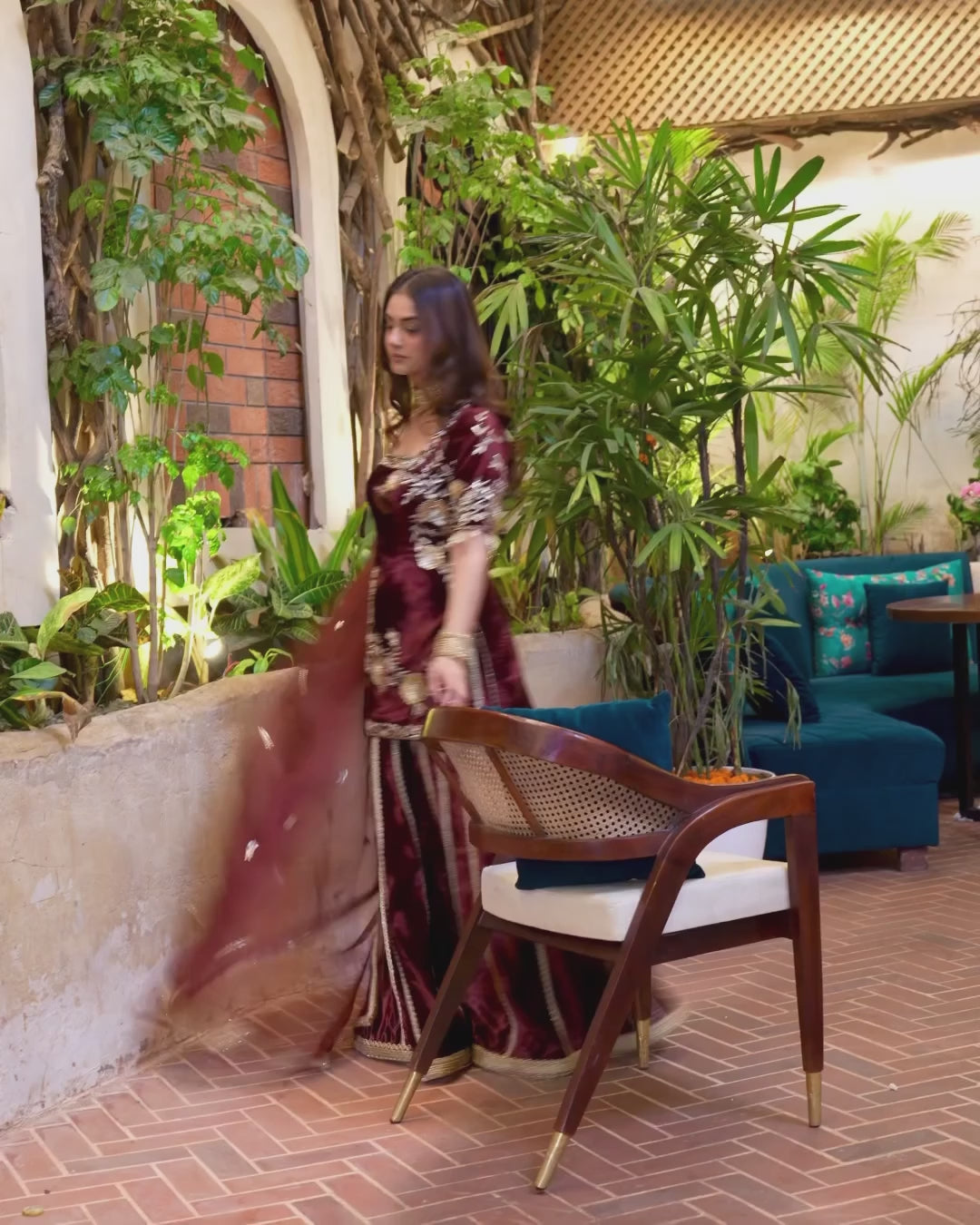 Maroon Velvet Embroidered Sharara Suit with Dupatta | AAvaran Luxe Set