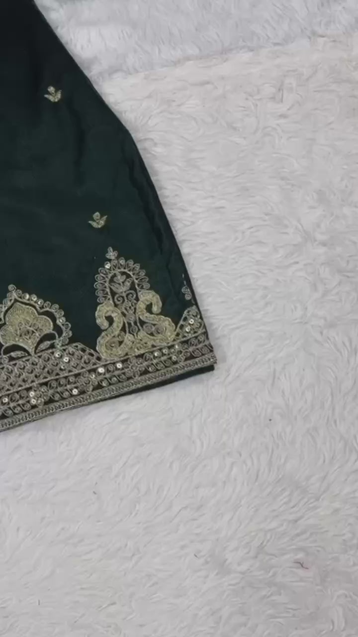 Emerald Muse Velvet Embroidered Sharara Set